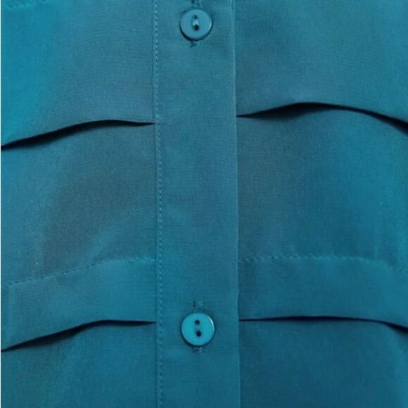 Zara 3/4 sleeve ruffled hem duck blue mini dress - Picture 7 of 10